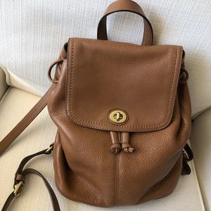 Brown coach pebbled backpack